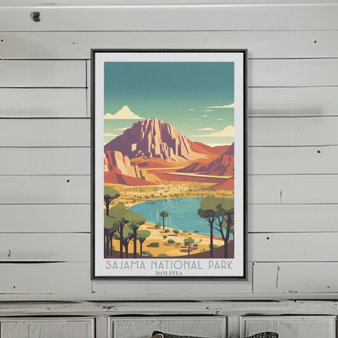 Sajama National Park Bolivia Mountain Lake Trees Desert Plain Travel Poster - Image 5