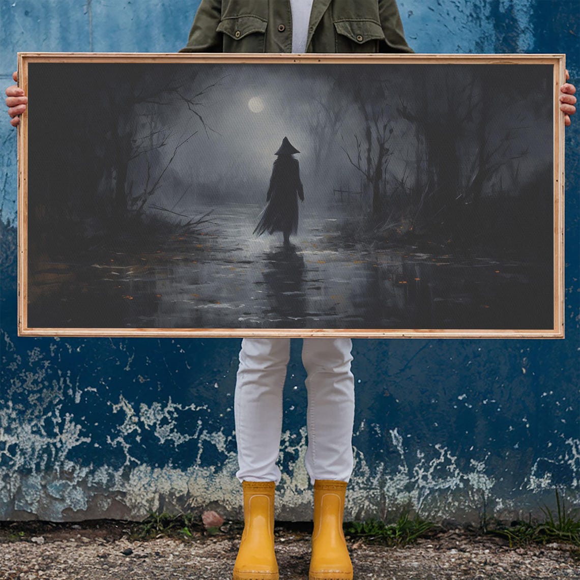 Witch Silhouette Misty Moonlit Forest Night Gothic Witchcraft Poster - Image 6