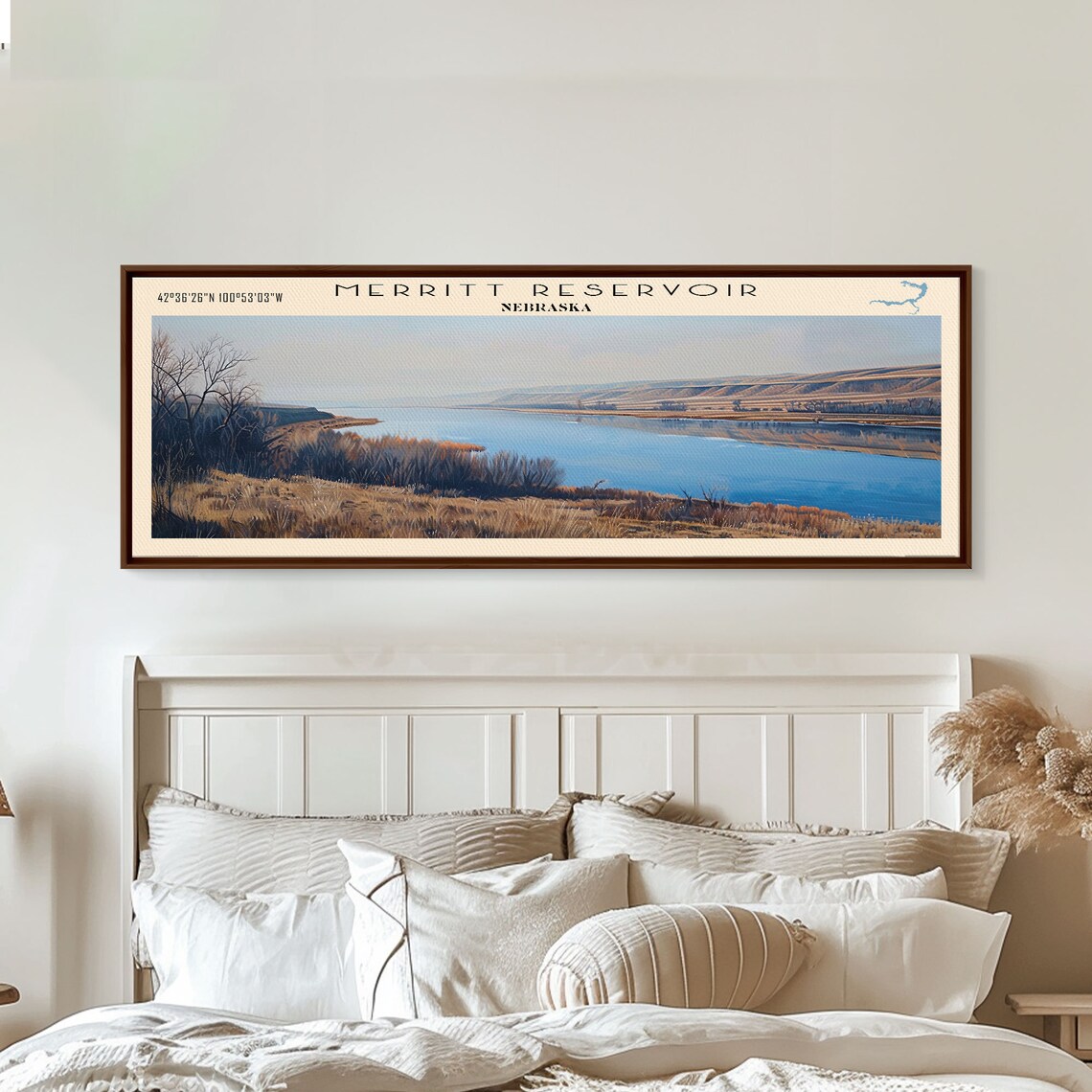 Merritt Reservoir Nebraska Golden Prairie Hills Broad Blue Lake Poster - Image 3