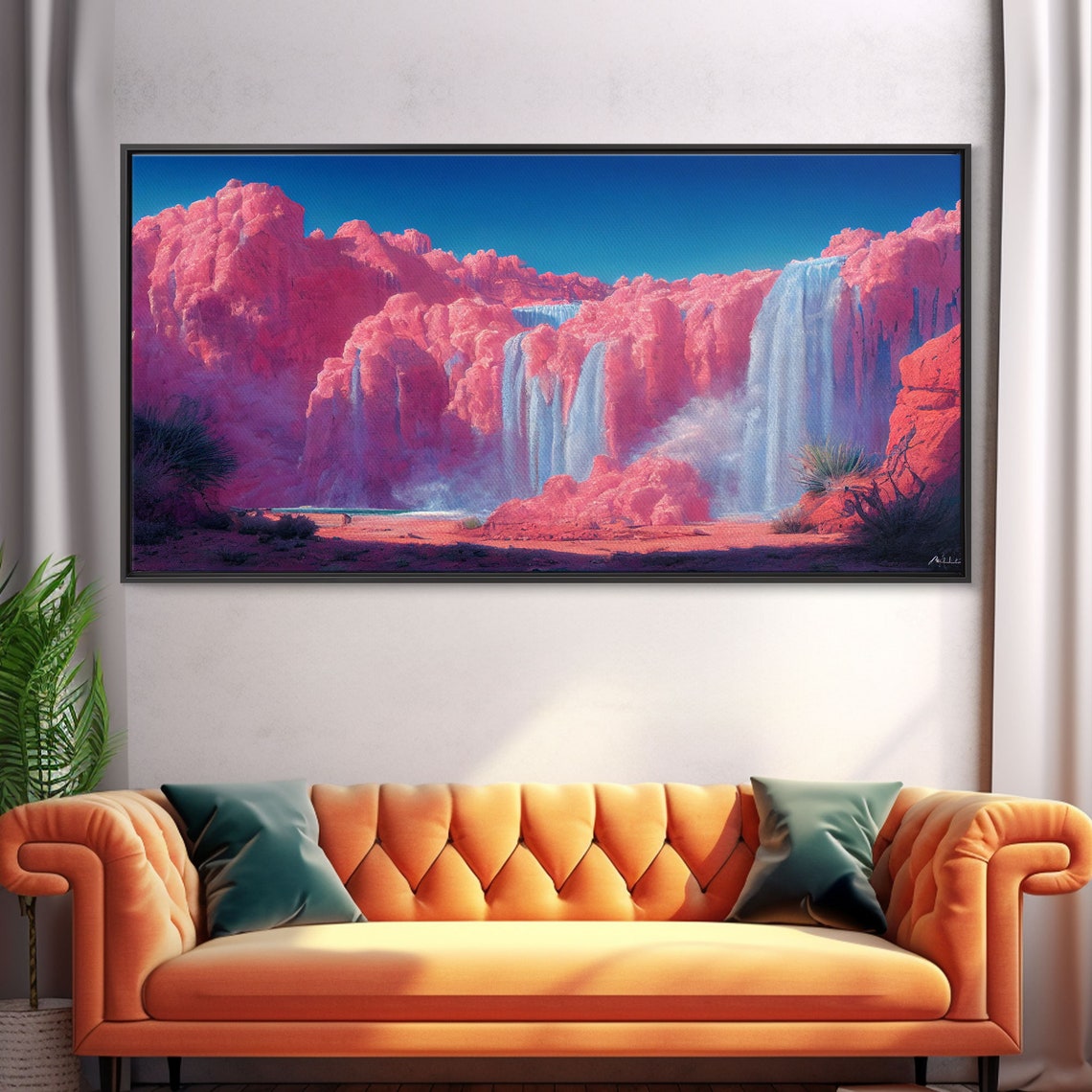 Psychedelic Pink Waterfall Art Print - Image 5