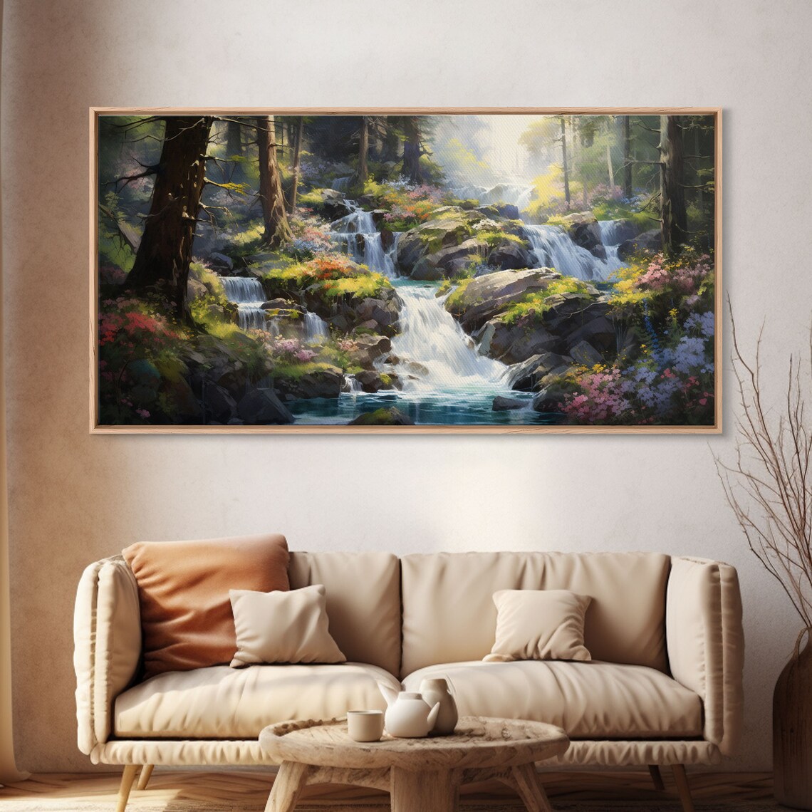 Waterfall Art Print, Modern Minimalist Landscape - Image 4