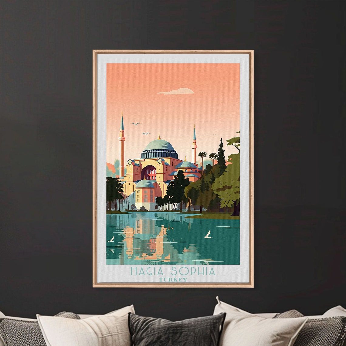 Hagia Sophia Turkey Sunset Mosque Reflection Water View Poster - Image 3