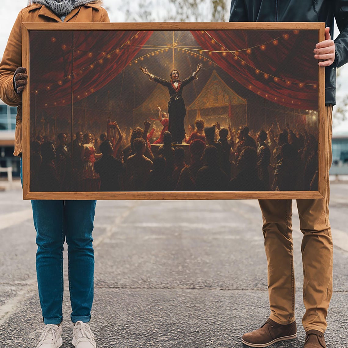 Ringmaster Triumph On Circus Stage Before Cheering Crowd Night Poster - Image 3