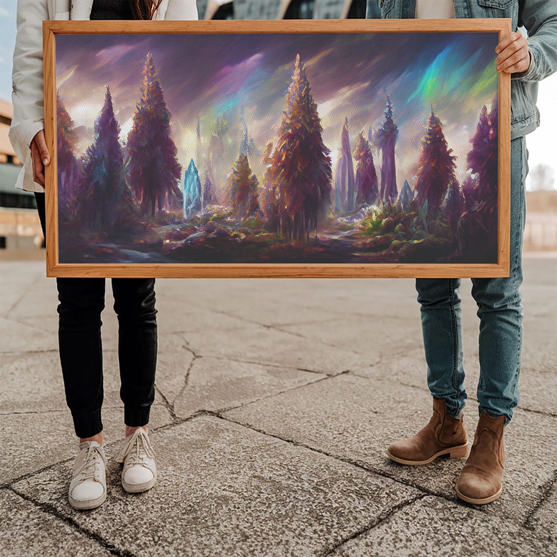 Psychedelic Glowing Fantasy Forest Rainbow Sky Iridescent Trees Poster - Image 5
