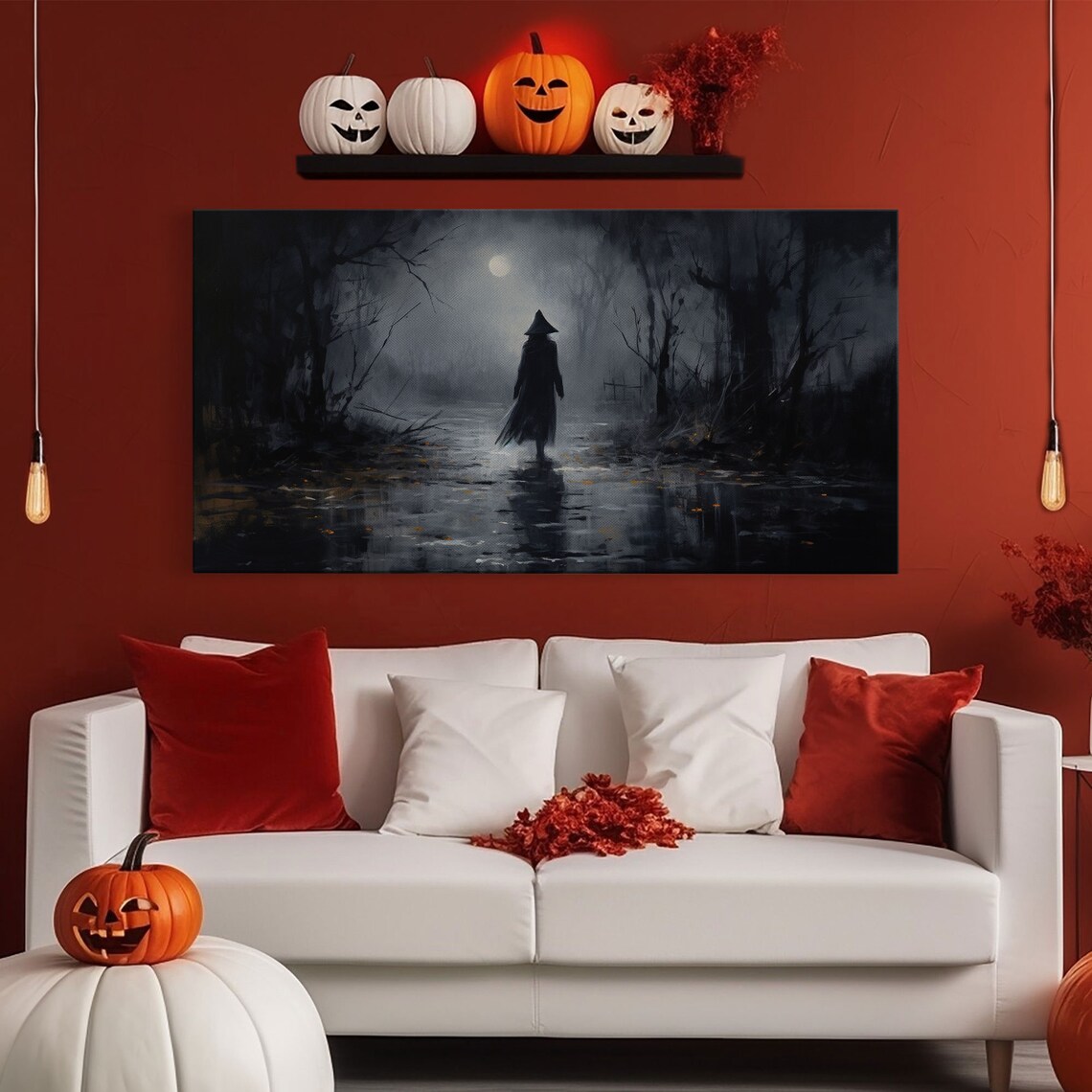 Witch Walking in the Rain, Victorian Oil Print - Image 5