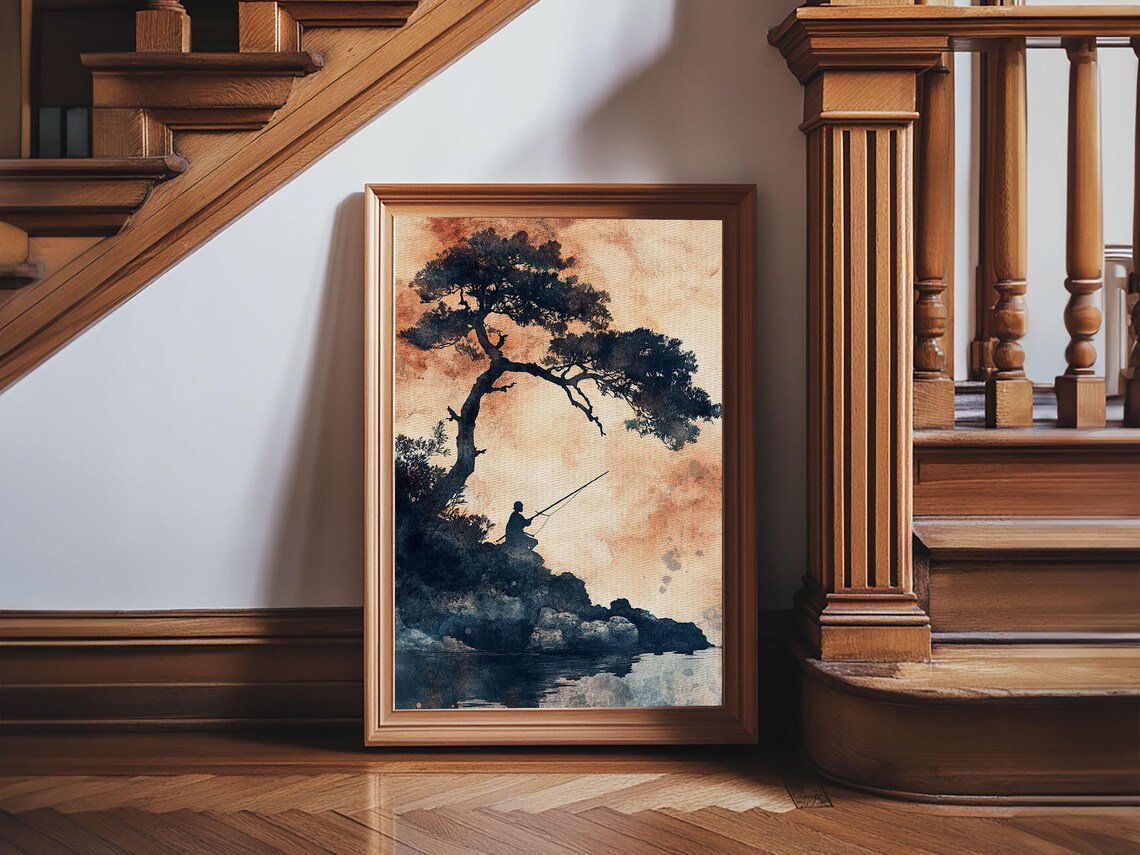 Japanese Fisherman, Wabi Sabi Minimalist Art Print - Image 5