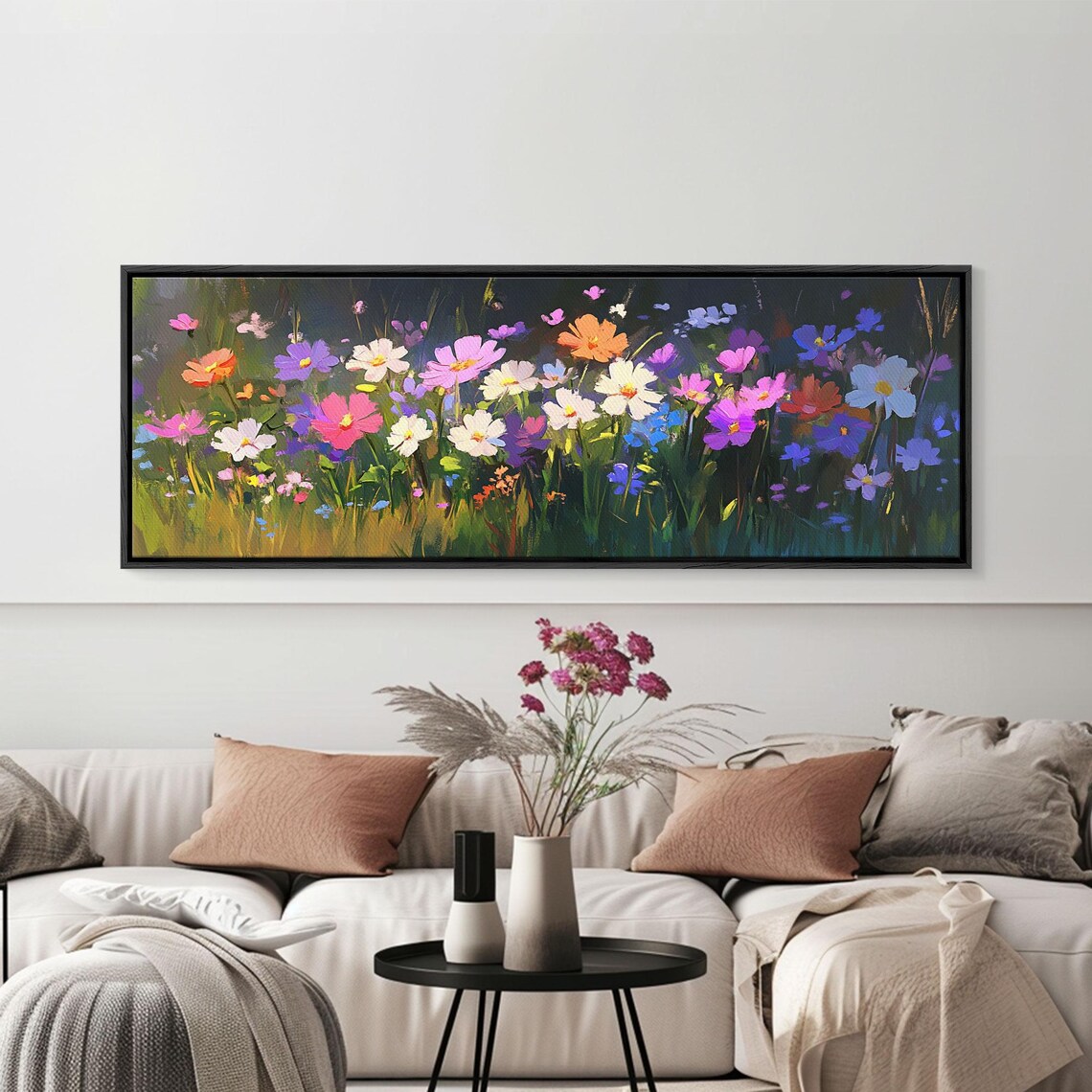 Colorful Cosmos Wildflower Meadow Bloom Oil Painting Art Poster - Image 6