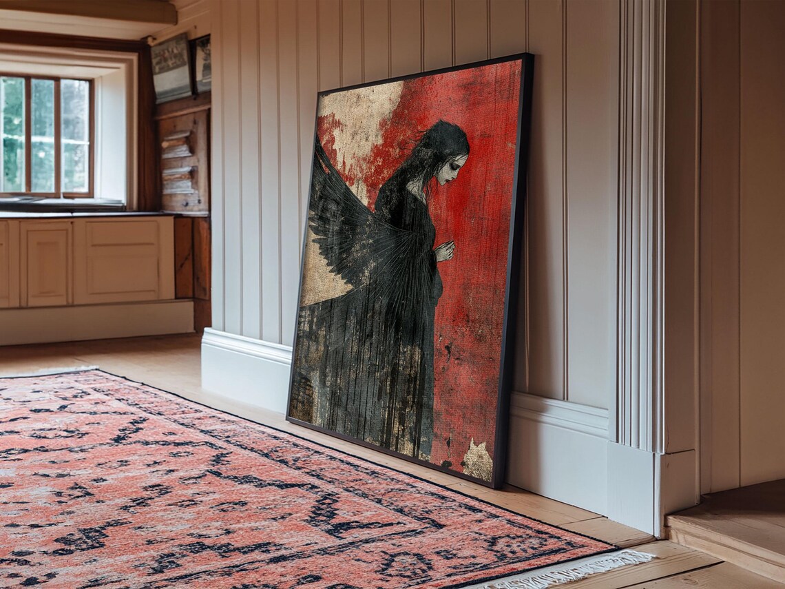 Gothic Angel Dark Art Print, Moody Abstract Decor - Image 6