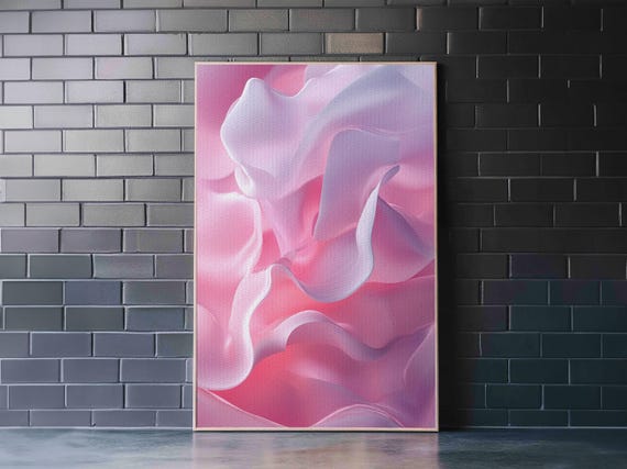 Dreamy Light Pink Abstract Framed Print Minimalist Light Pink Wall Art Bedroom Cottagecore Gift Boho Art Decor