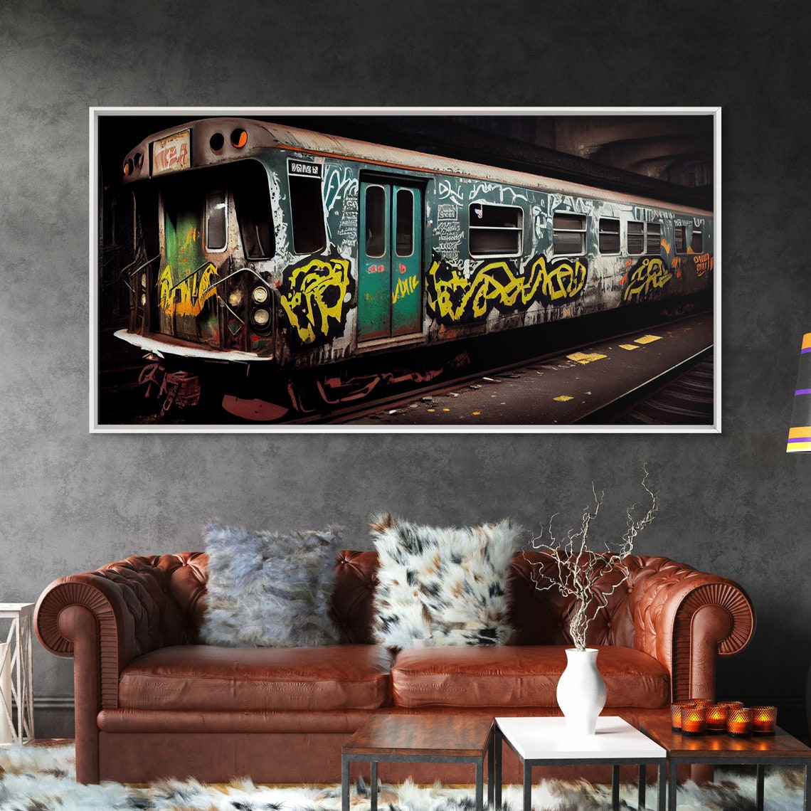 Graffiti Subway Car Underground Tunnel Urban Street Art Photo Poster