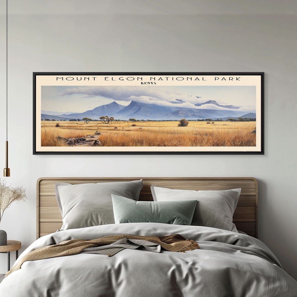 Mount Elgon National Park Kenya Golden Grasslands Peak Panoramic Travel Poster - Image 3