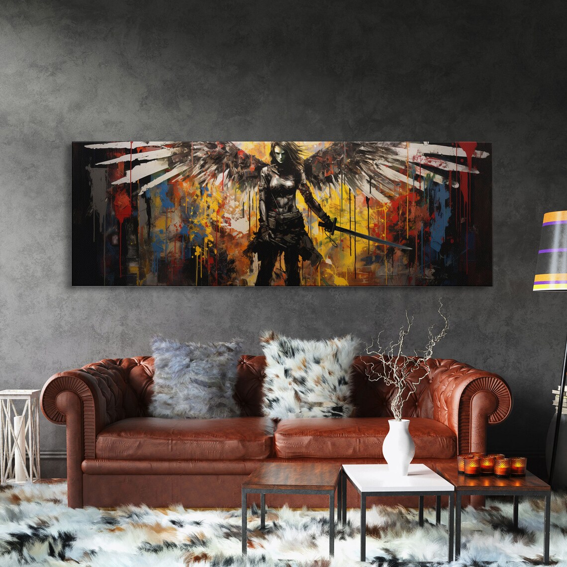 Graffiti Battle Angel Wall Art Print, Game Room - Image 3
