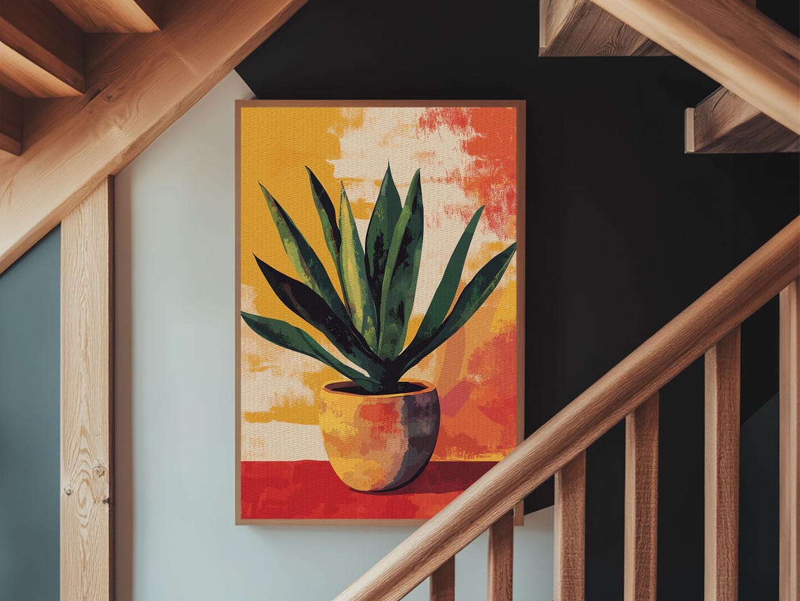 Colorful Agave In Terracotta Pot Southwestern Plant Wall Art Print - Image 2
