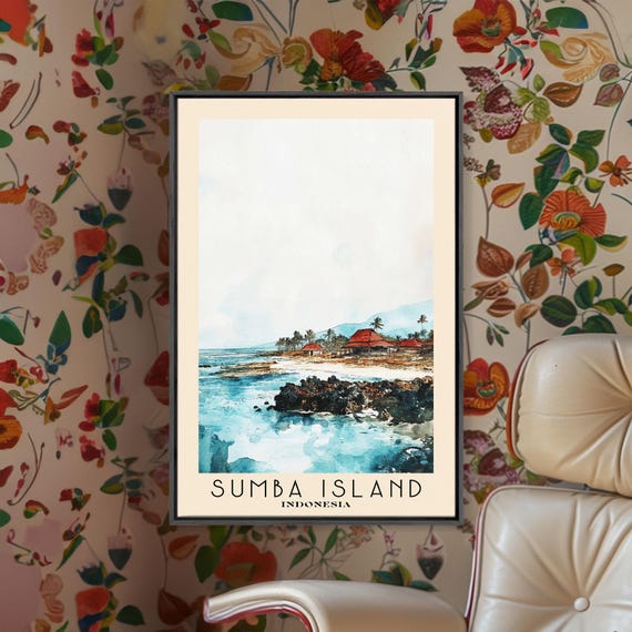 Sumba Island Indonesia Watercolor Print Vacation Gift Indonesia Wall Art Beach Painting Beach Decor Beach Or Lakehouse Art
