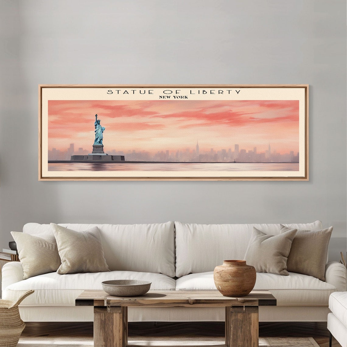 Statue of Liberty New York Sunset Skyline Harbor Panoramic Poster - Image 6