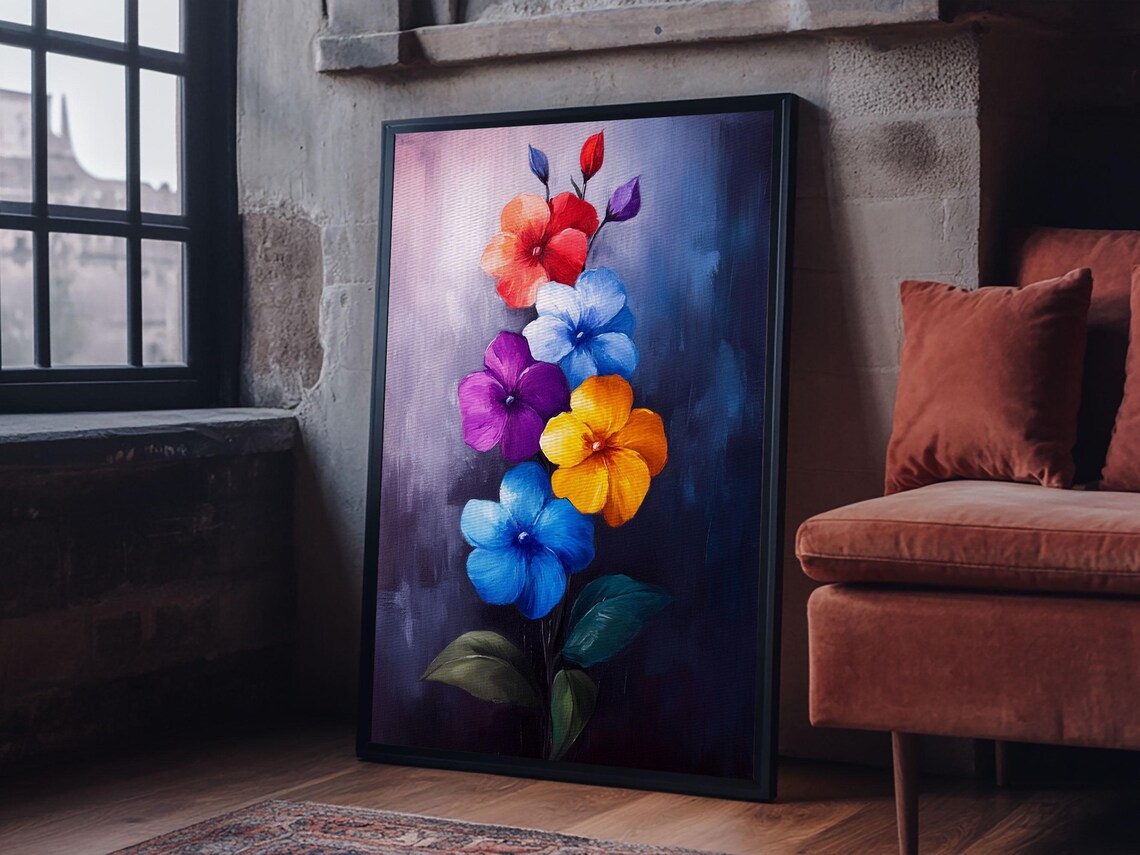 Wild Flower Painting Print On Wood Framed Wall Art Original Art Flowers Painting Botanical Print Modern Art Living Room Art - Image 6
