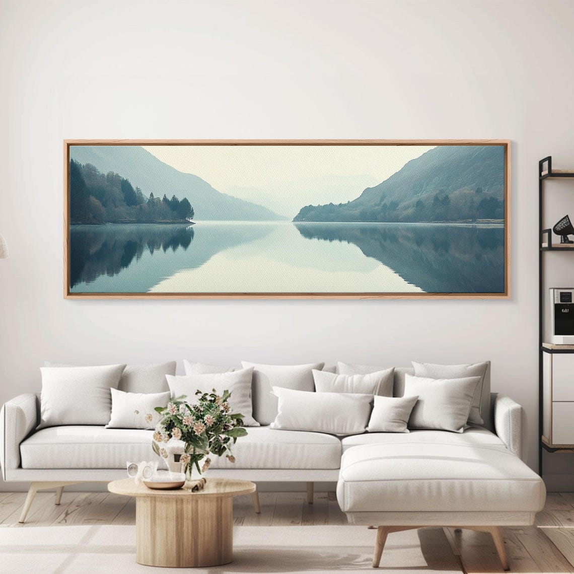 Overcast Misty Mountain Lake Mirror Reflection Calm Landscape Poster - Image 3