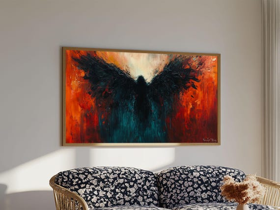 Phoenix Metal Inspired Framed Print With Bold Moody Art Stunning Southwest Wall Art For Bedroom Or Living Room