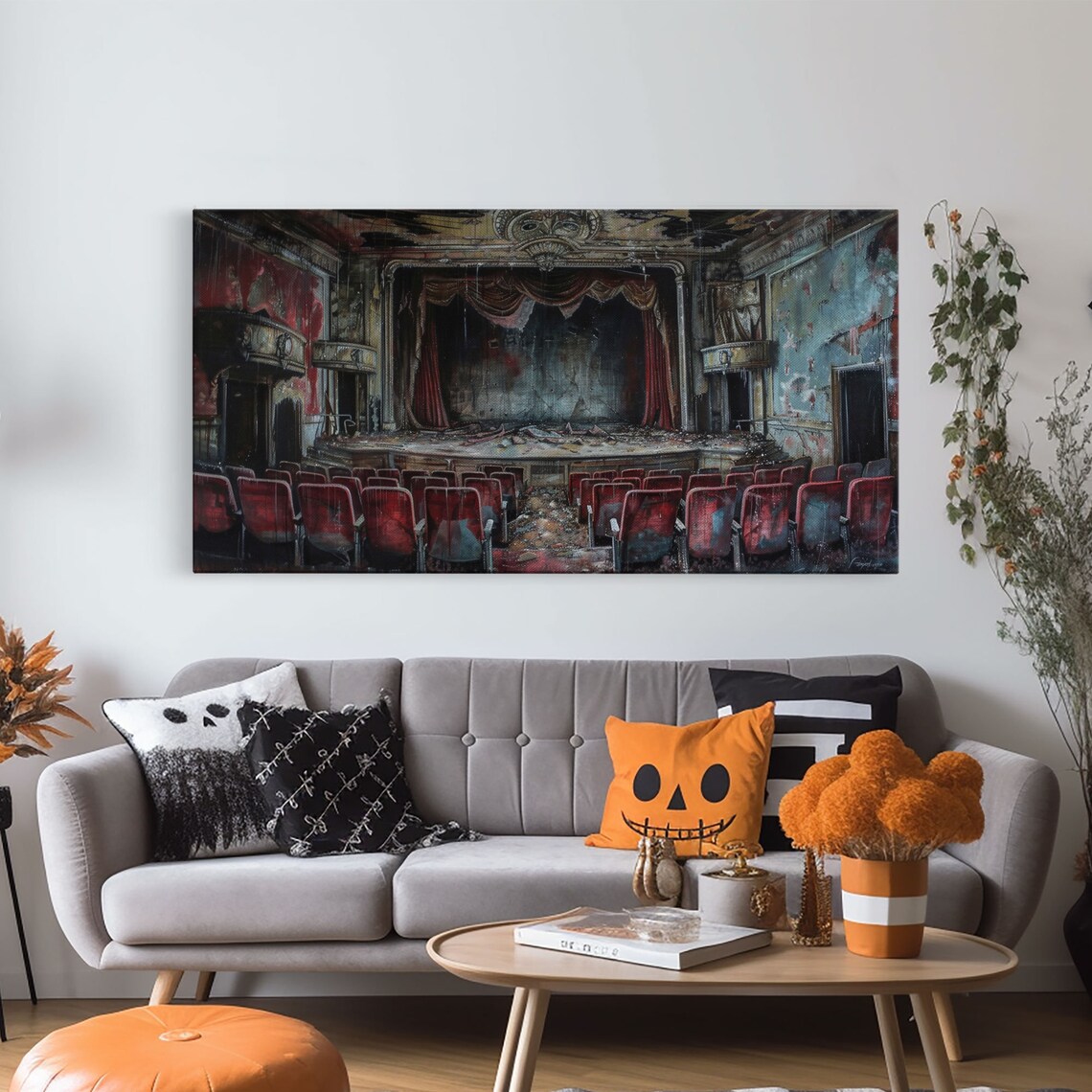 Creepy Abandoned Theater Red Seats Decaying Stage Macabre Dark Academia Print - Image 6