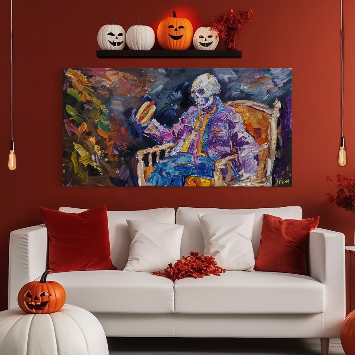 Skeleton Havin A Hot Dog, Funny Halloween Decor - Image 6