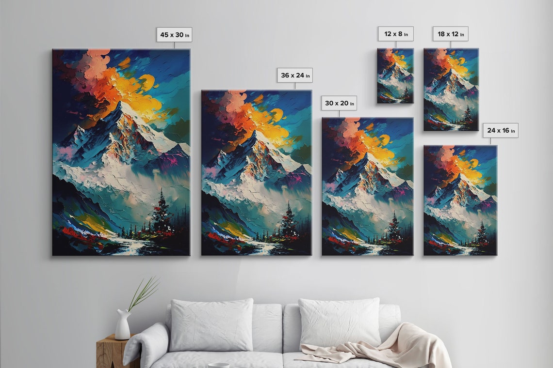 Annapurna Iii Mountain Art Rustic Landscape Framed Print Abstract Oil Painting Nepal Mountains - Image 5