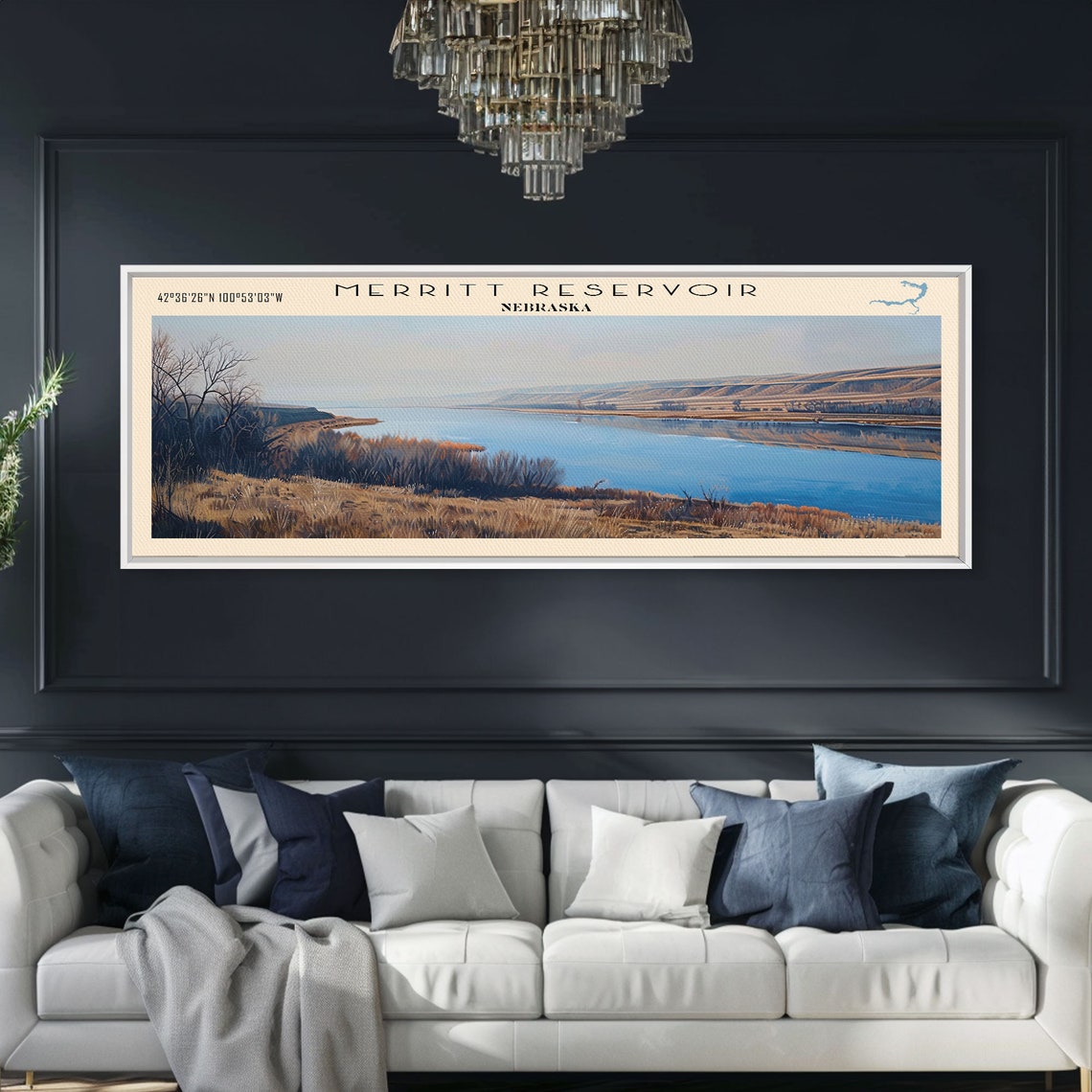 Merritt Reservoir Nebraska Golden Prairie Hills Broad Blue Lake Poster - Image 2