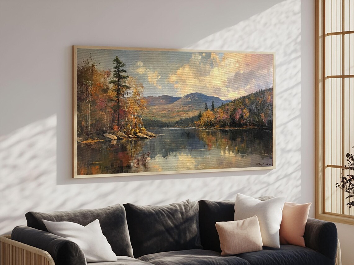 Mountains With Lake, French Oil Painting Art Print - Image 3