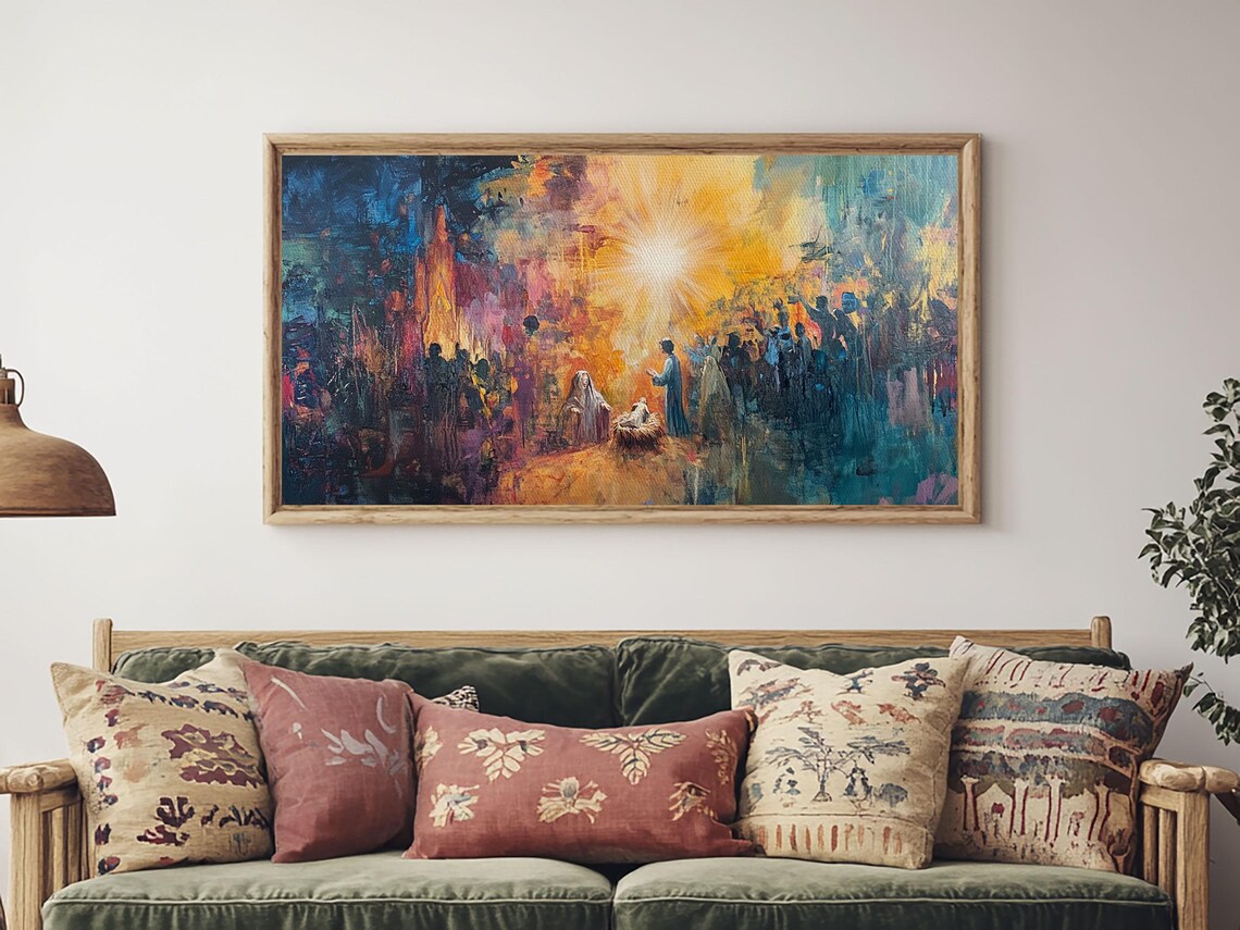 Nativity Painting Print Christmas Wall Art Christian Art Christian Painting Nativity Drawing Nativity Oil Painting - Image 2