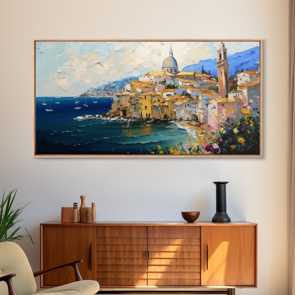 Amalfi Coast Italian Villa Seascape Travel Poster