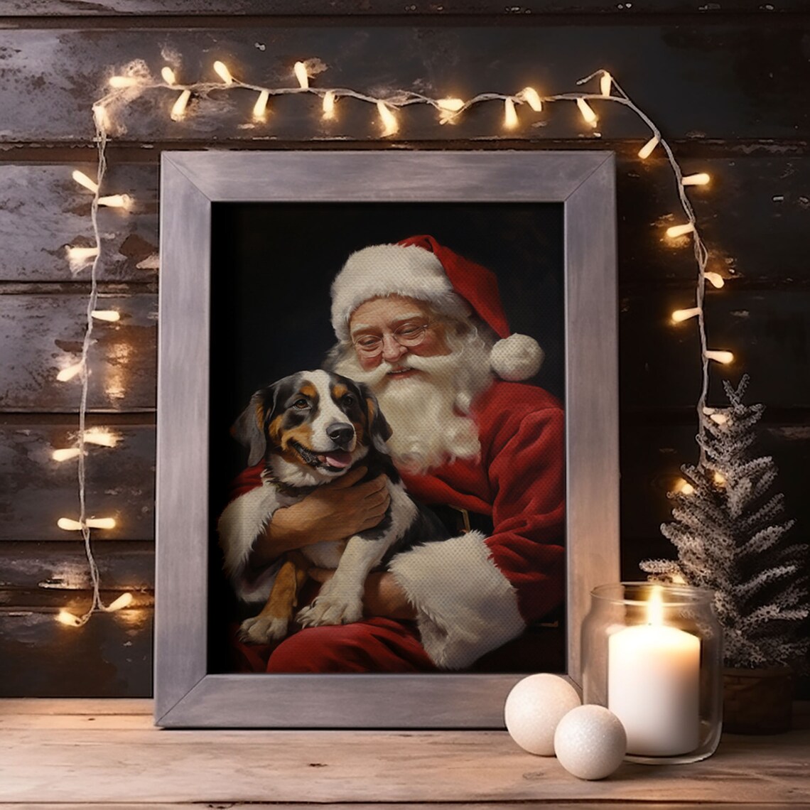Santa Claus And His Beagle Christmas Wall Art Dog Gift Christmas Dog Winter Wall Art Santa Decor Santa Art Print Cute Dog Print - Image 5