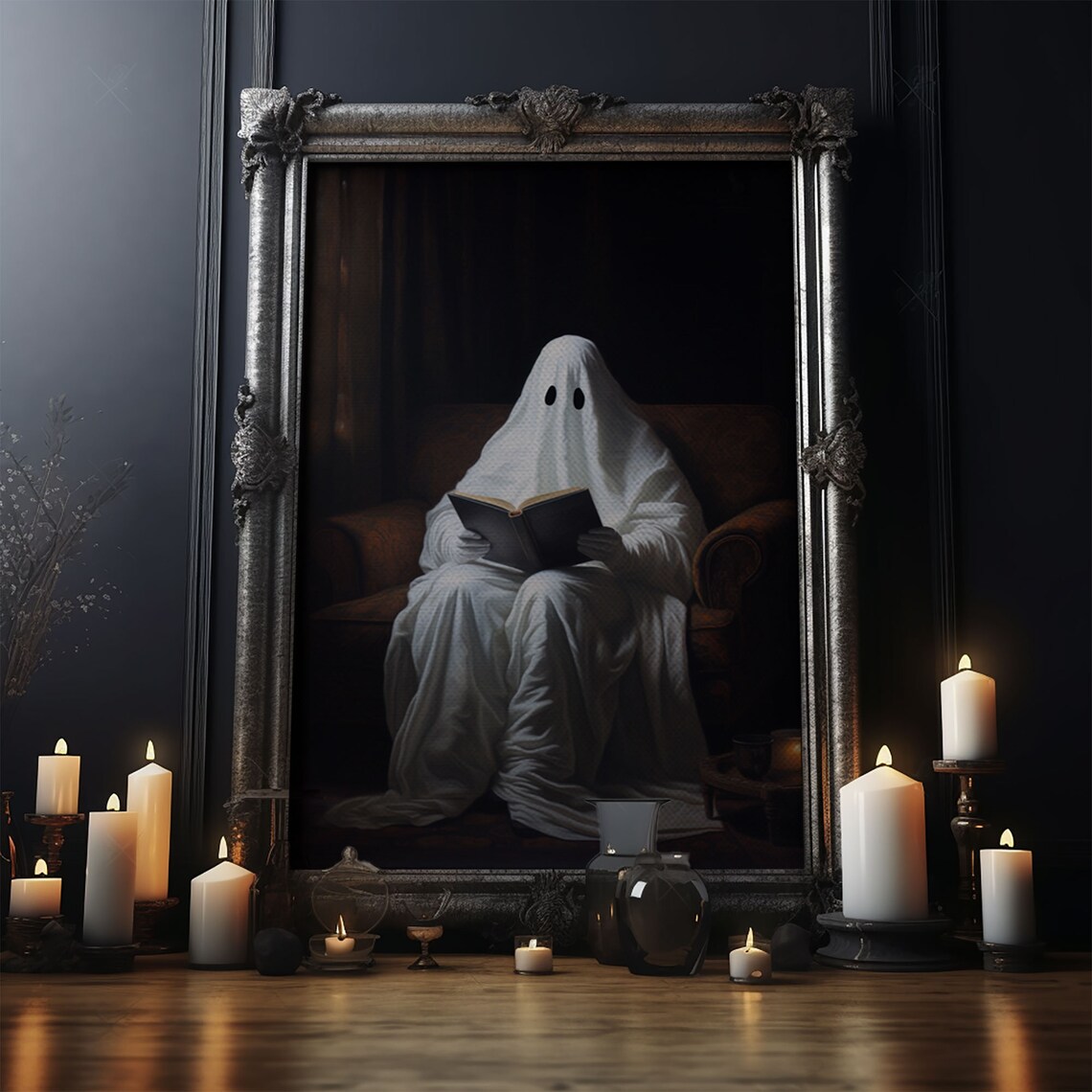 Victorian Ghost Reading A Book, Dark Academia Art Print - Image 3