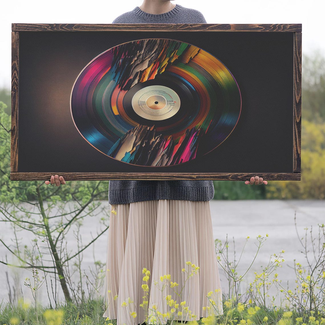 Synthwave Vinyl Record Art Print Framed Wall Art Interior Design Musical Wall Art Music Room Decor - Image 2
