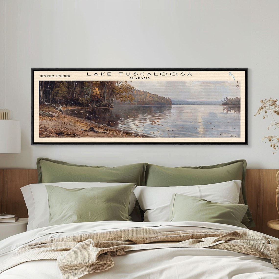 Lake Tuscaloosa Alabama Framed Print Lake House Decor Panoramic Wall Art Travel Poster Landscape Painting Living Room Decor - Image 2