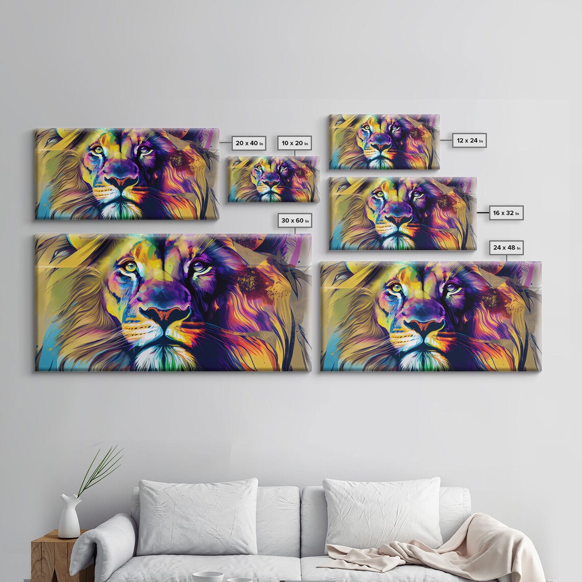 Colorful Pop Art Lion Face Vibrant Modern Wildlife Animal Portrait Poster - Image 2