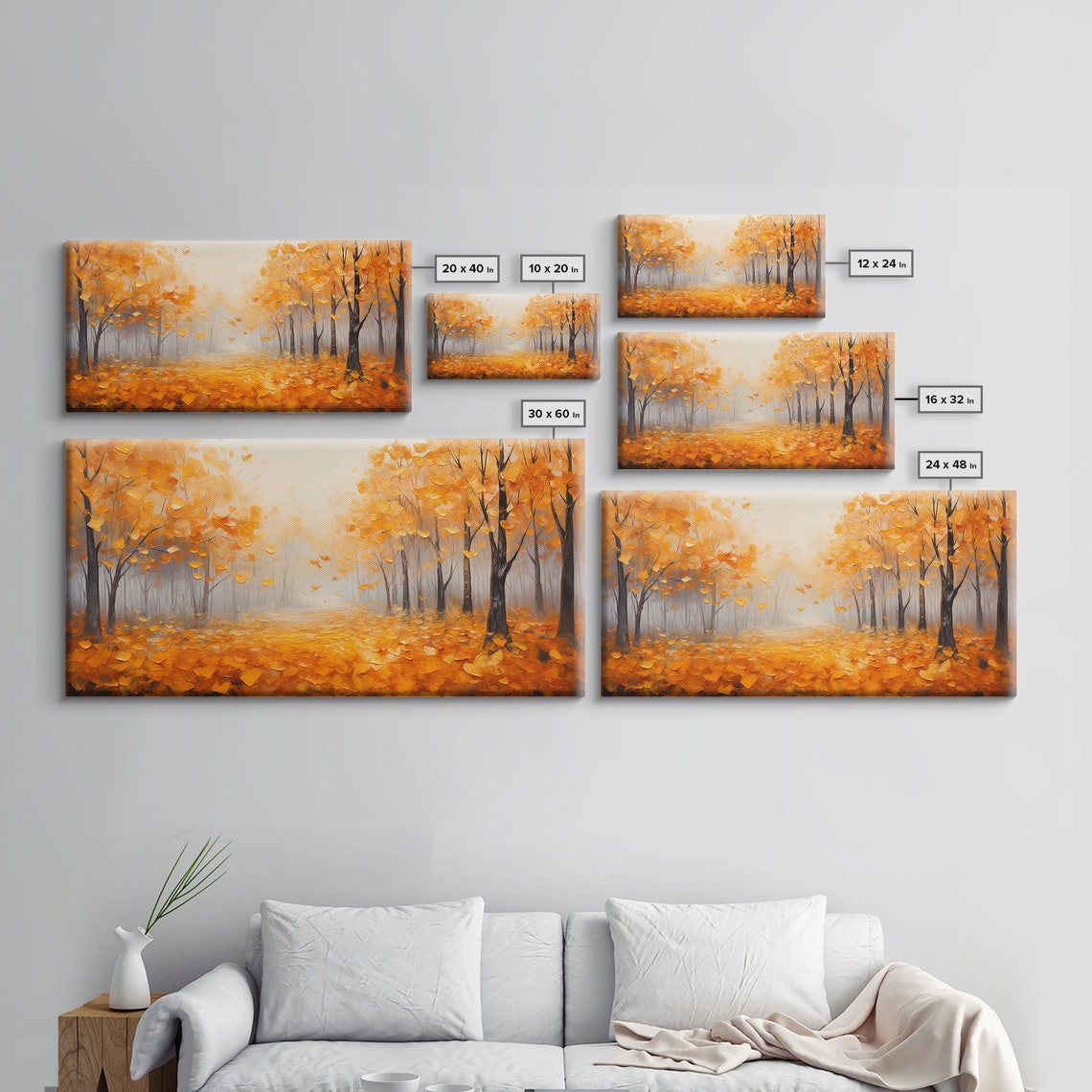 Golden Autumn Forest Path Falling Leaves Yellow Trees Nature Wall Art - Image 2