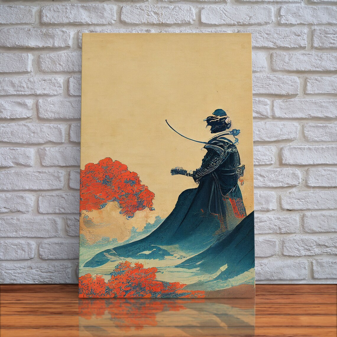 Samurai and Japanese Maple Tree Portrait Art Print - Image 2