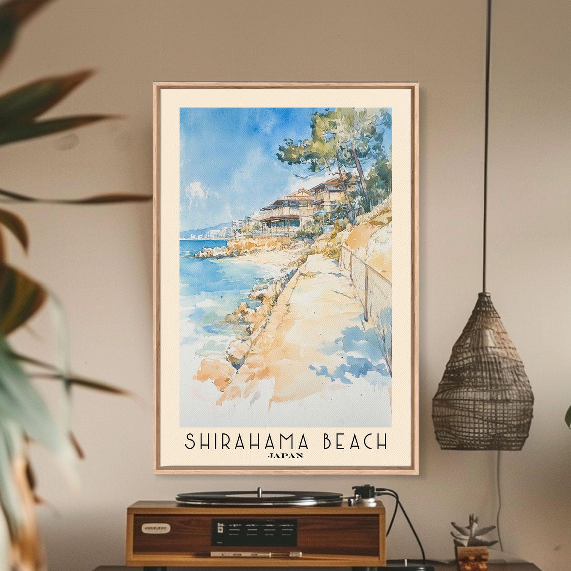 Shirahama Beach Japan Seaside Promenade Rocky Shore Pine Trees Poster - Image 3