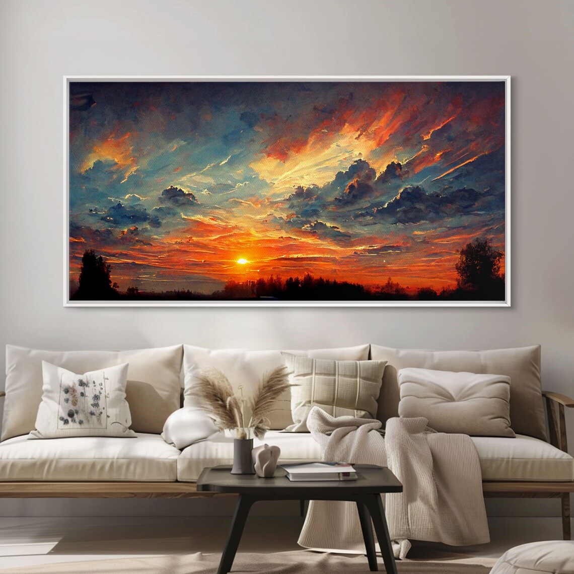 Mountain Sunset Oil Painting, Nature Landscape Art Print - Image 5