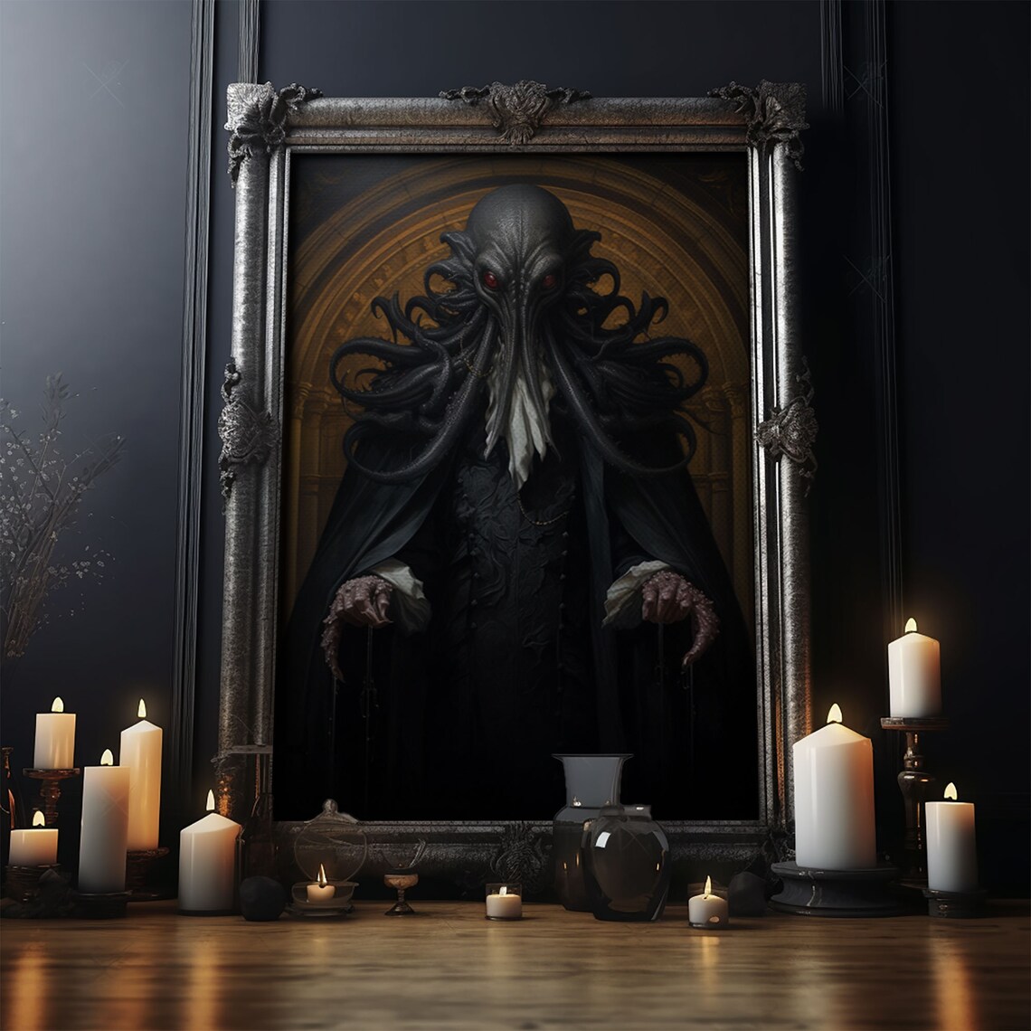 Cthulhu Victorian Portrait, Gothic Halloween Art Print - Image 4