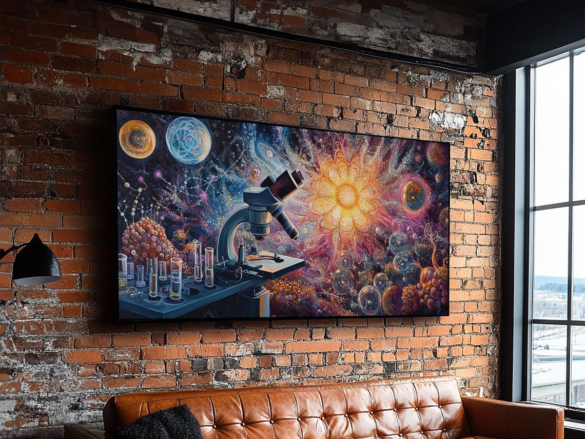 Cosmic Microscope Galaxy Science Lab Neon Space Wall Art Print Poster