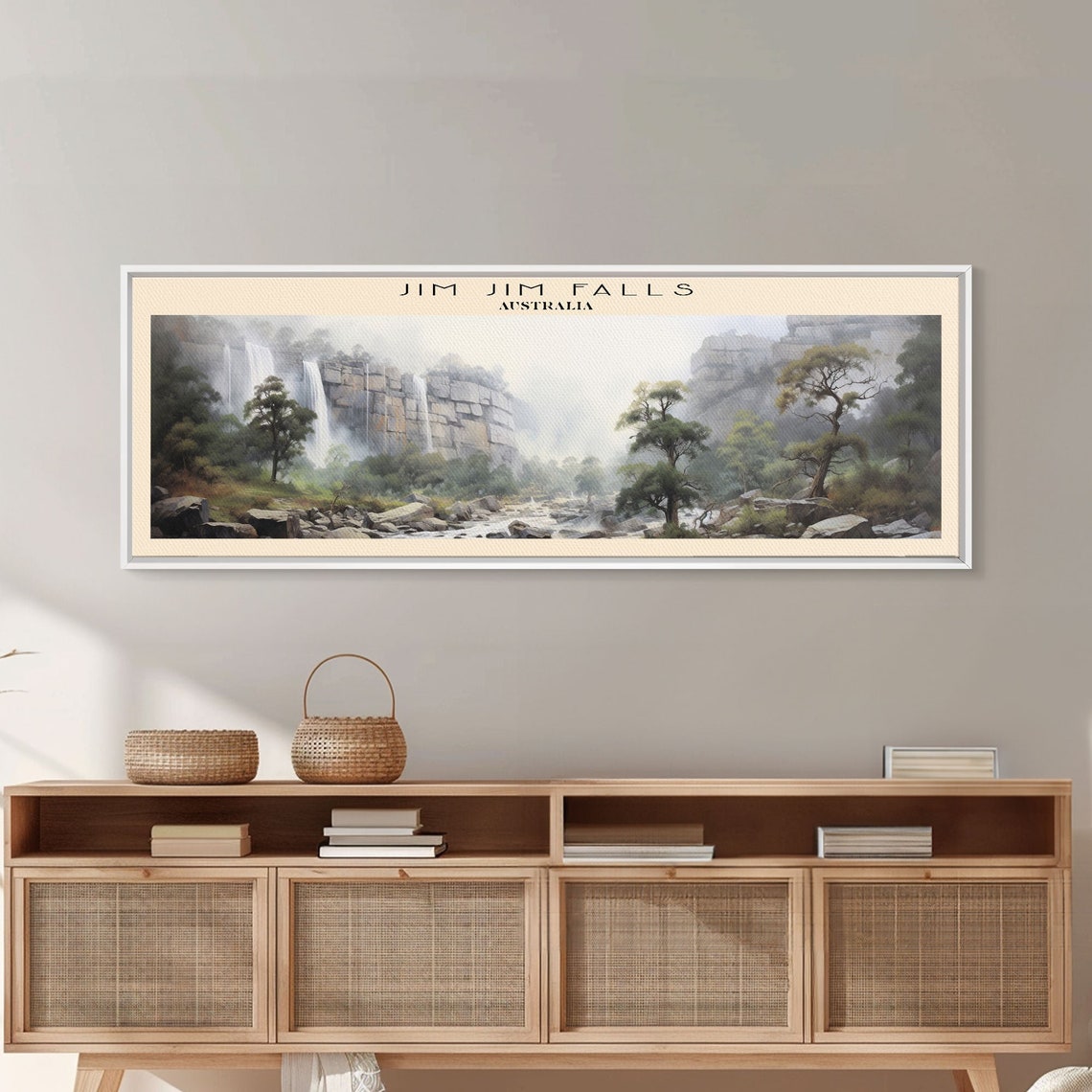 Jim Jim Falls Australia Misty Waterfall Cliffs Valley Panoramic Poster - Image 2
