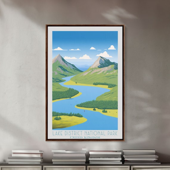 Lake District National Park United Kingdom Art Framed Print Travel Poster Original Wall Art Home Decor Gift For Travel Lover