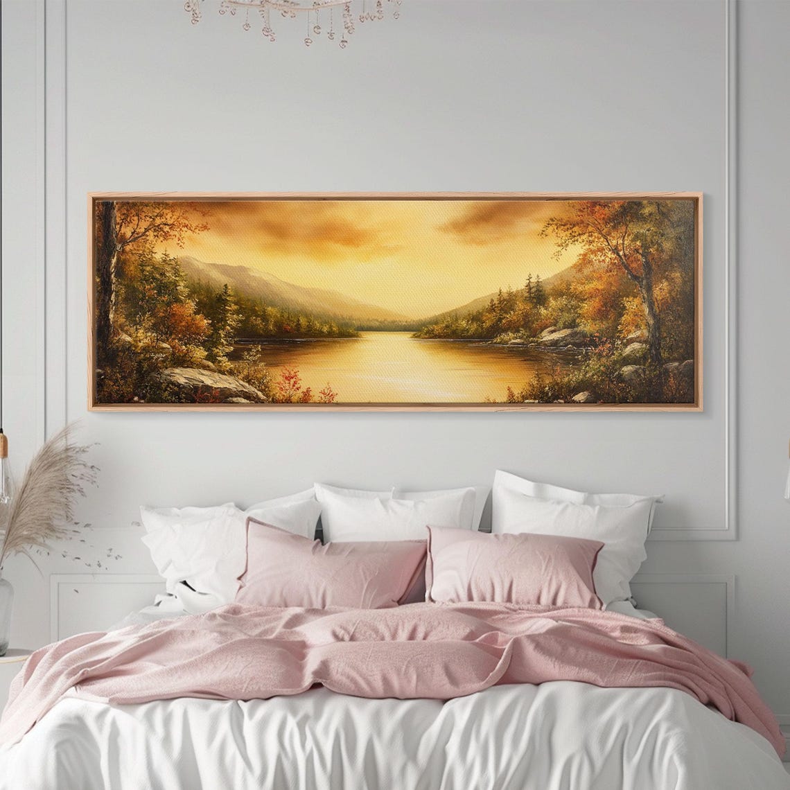 Golden Sunset Lake Autumn Trees Mountain Reflection Landscape Poster - Image 6