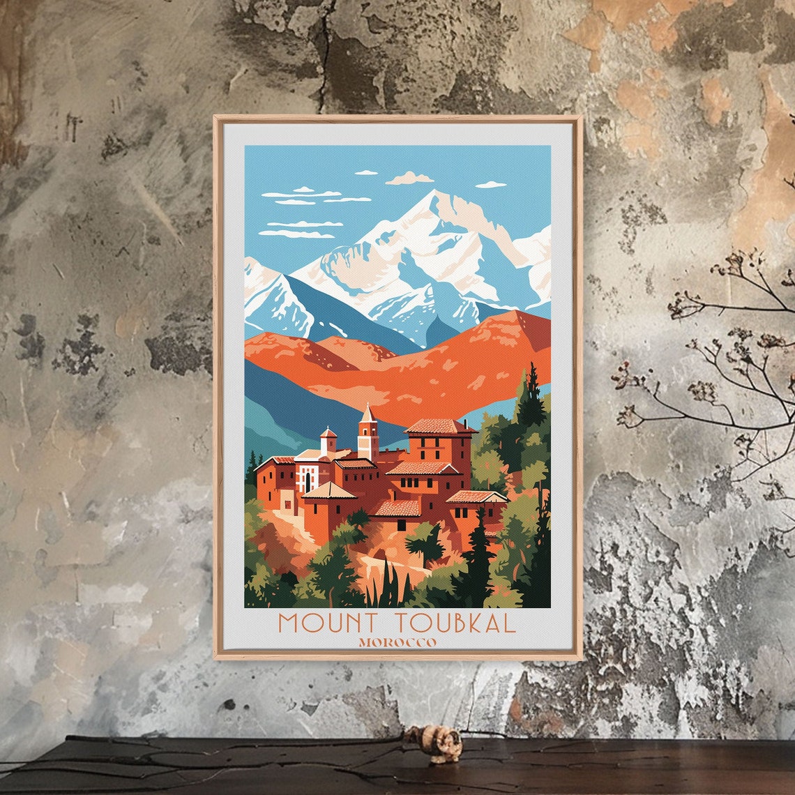 Mount Toubkal Morocco Snow Capped Peak Village Mountain Poster - Image 6