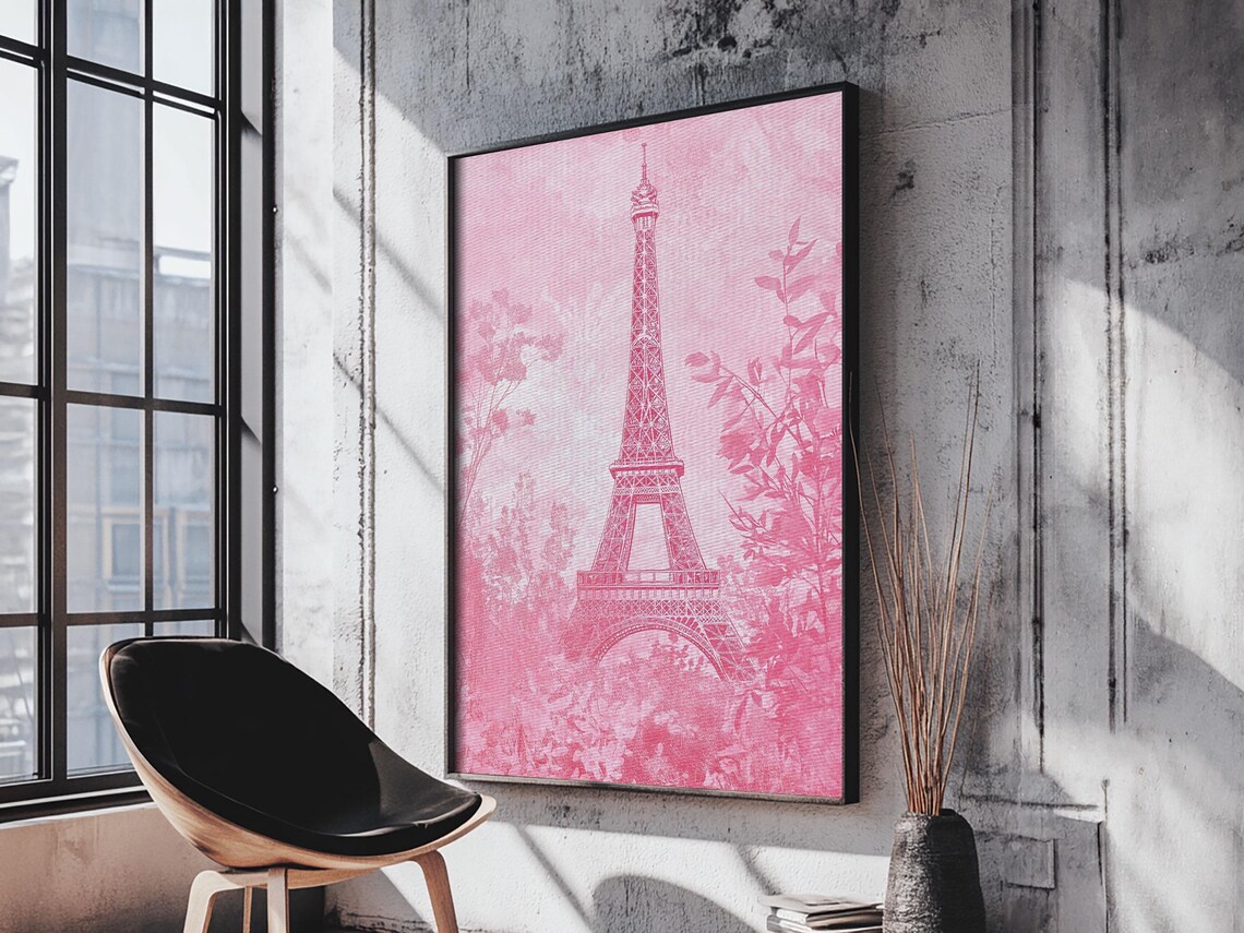 Eiffel Tower Pink Watercolor Parisian Blush Romantic Travel Poster - Image 4
