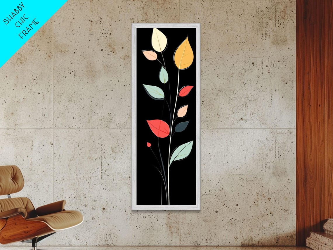 Mid Century Modern Colorful Leaves Retro Botanical Art Poster - Image 3