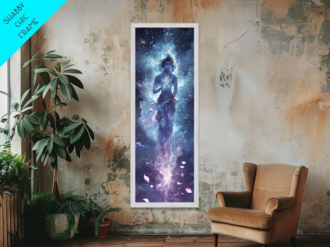 Blue Krishna In Cosmic Galaxy Hindu Deity Spiritual Art Poster - Image 5