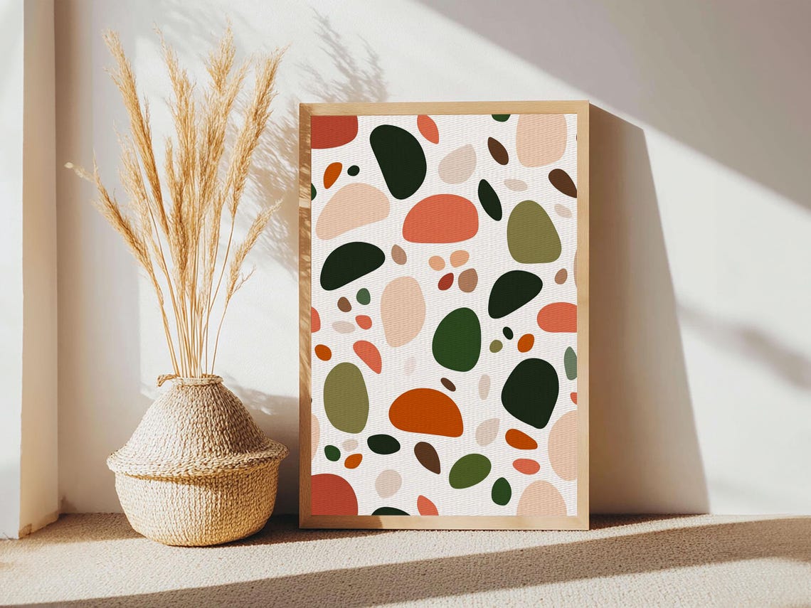 Mid Century Modern Abstract Organic Shapes Terrazzo Wall Poster - Image 3