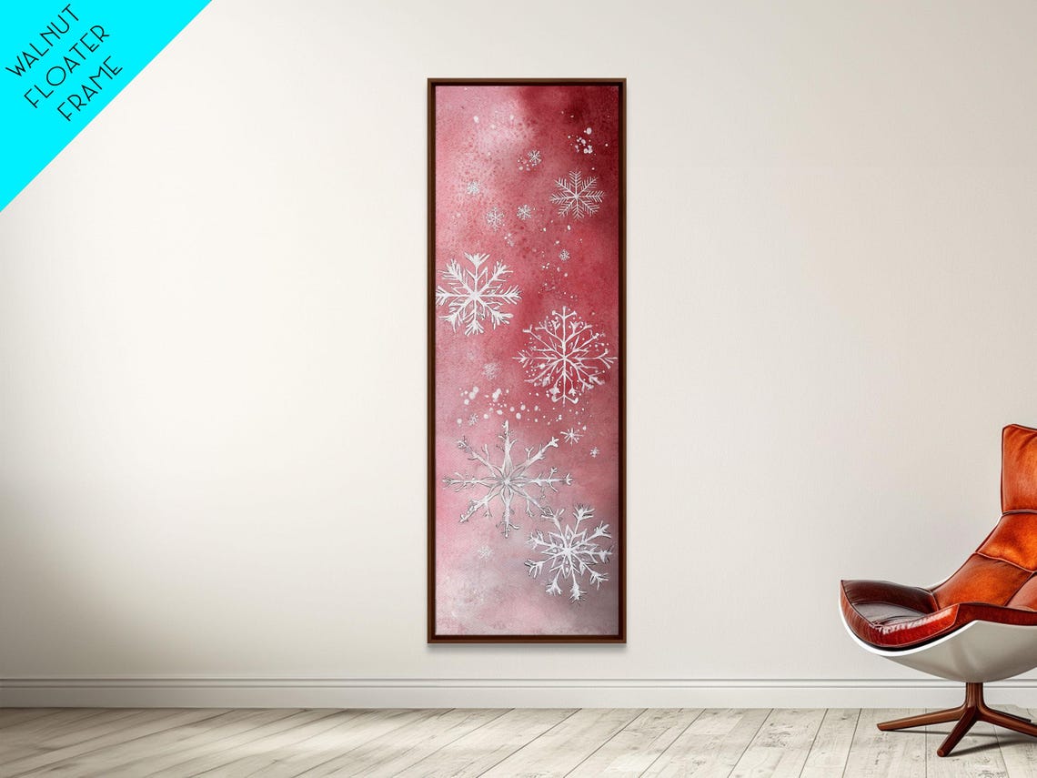 Blush Pink Snowflakes Watercolor Whimsical Winter Christmas Poster - Image 6