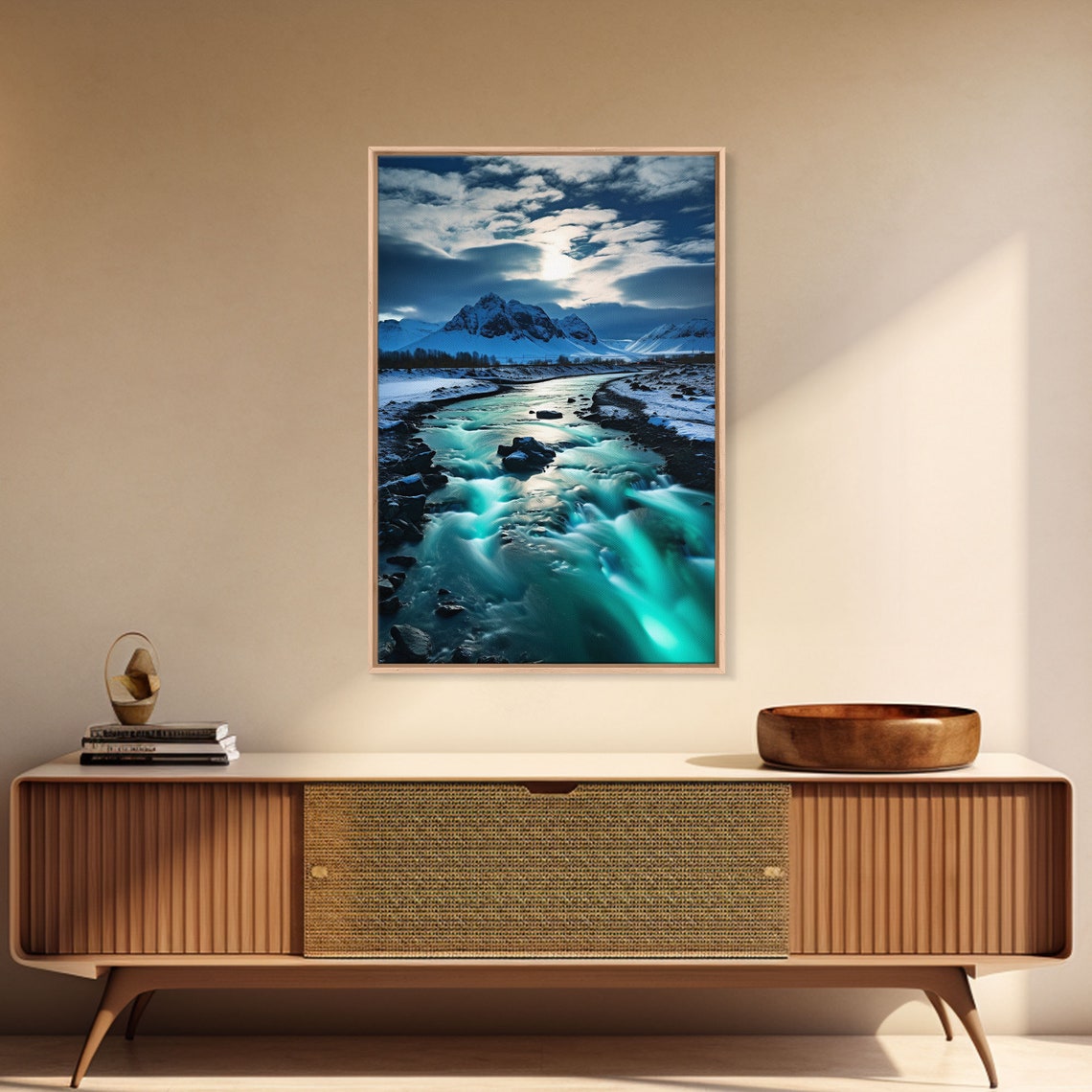 Alaska Winter Wilderness Turquoise Glacier River Snow Mountains Poster - Image 3